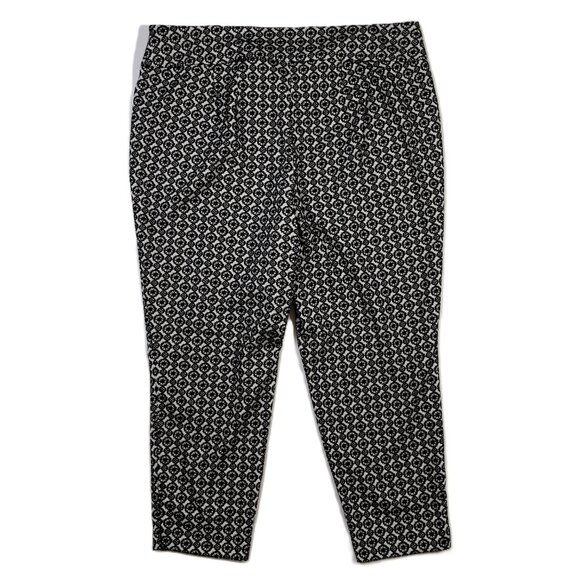 Lane Bryant Lena Patterned Ankle Pant Black White Wrinkle Resistant Knit Size 24 - Picture 3 of 14
